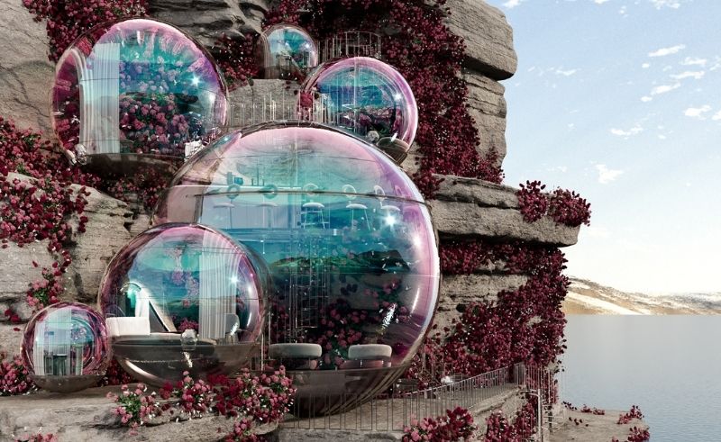 These Conceptual Bubble Houses Rest on a Rocky Cliff in Ireland