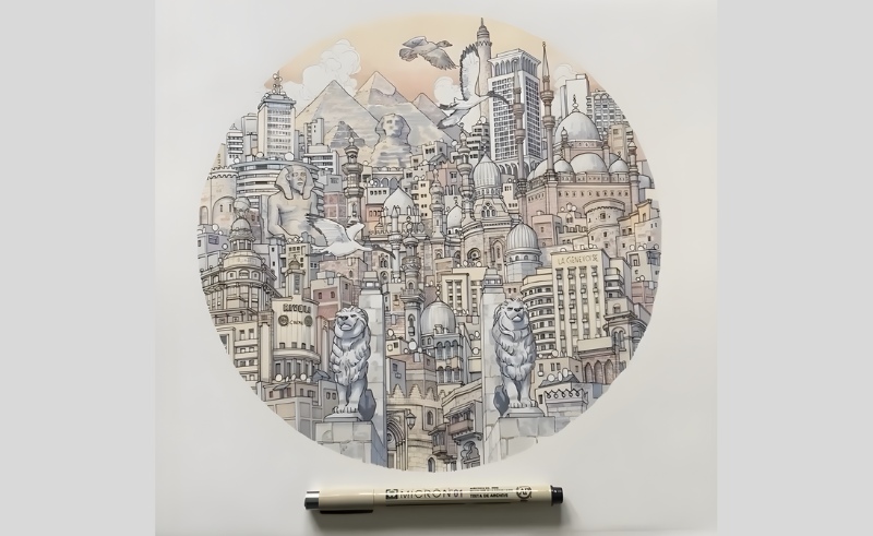 Artist Creates Viral Illustration of Cairo in a Circle